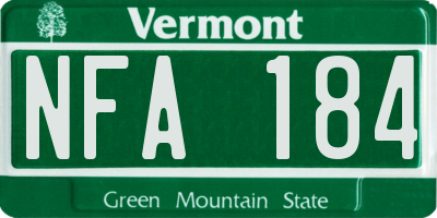 VT license plate NFA184