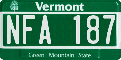 VT license plate NFA187