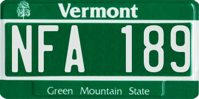 VT license plate NFA189