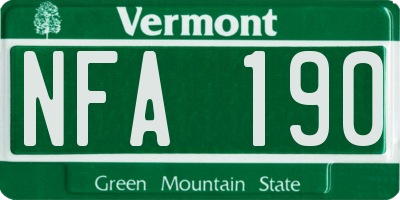 VT license plate NFA190