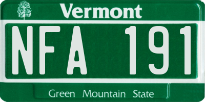VT license plate NFA191