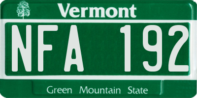 VT license plate NFA192