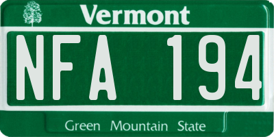 VT license plate NFA194