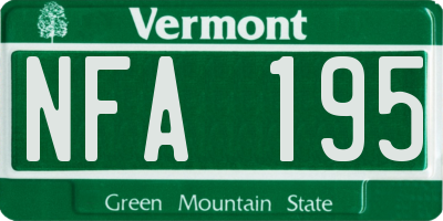 VT license plate NFA195