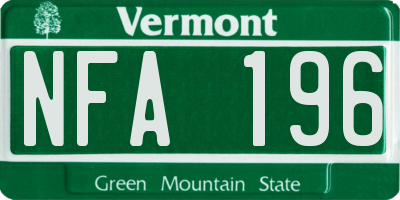 VT license plate NFA196