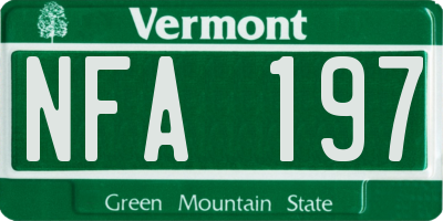 VT license plate NFA197