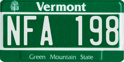 VT license plate NFA198