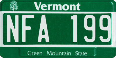 VT license plate NFA199