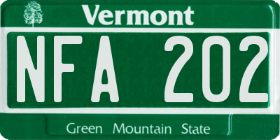 VT license plate NFA202