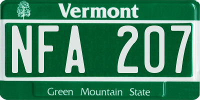 VT license plate NFA207