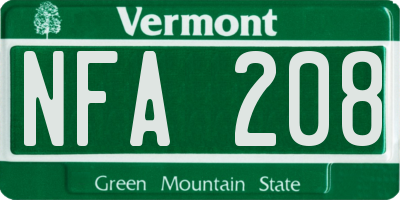 VT license plate NFA208