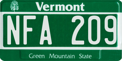 VT license plate NFA209