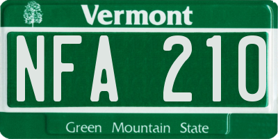 VT license plate NFA210