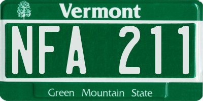 VT license plate NFA211
