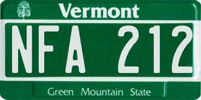 VT license plate NFA212