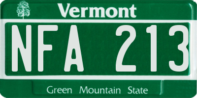 VT license plate NFA213