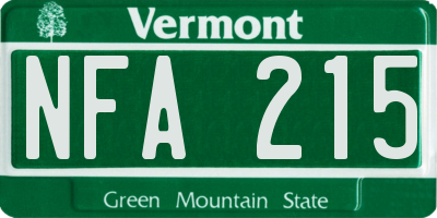 VT license plate NFA215