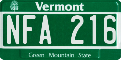 VT license plate NFA216