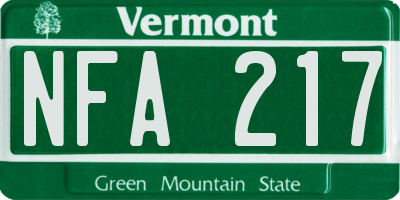 VT license plate NFA217