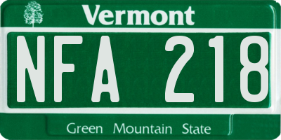 VT license plate NFA218
