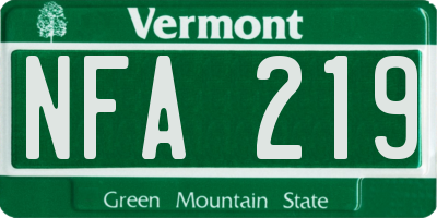 VT license plate NFA219