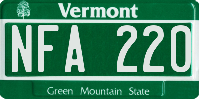 VT license plate NFA220