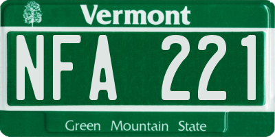 VT license plate NFA221