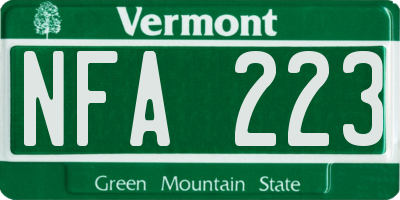 VT license plate NFA223