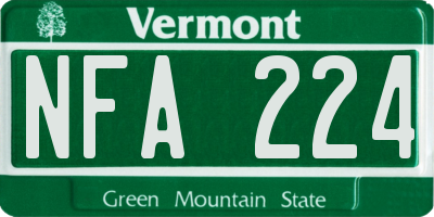 VT license plate NFA224