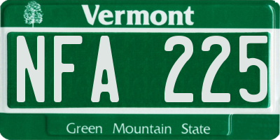 VT license plate NFA225