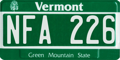 VT license plate NFA226
