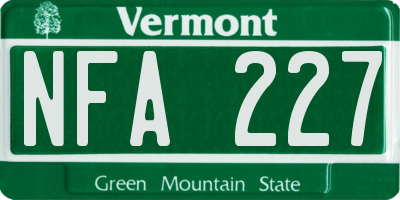VT license plate NFA227