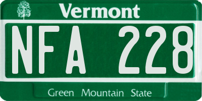 VT license plate NFA228