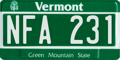VT license plate NFA231