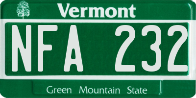 VT license plate NFA232