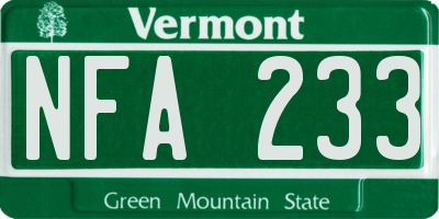 VT license plate NFA233