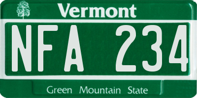 VT license plate NFA234