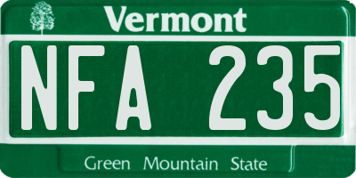 VT license plate NFA235