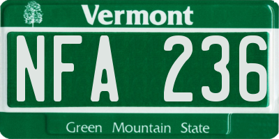 VT license plate NFA236