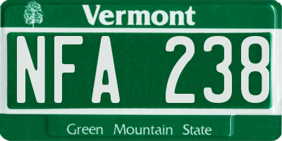 VT license plate NFA238