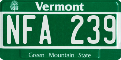 VT license plate NFA239