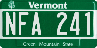 VT license plate NFA241