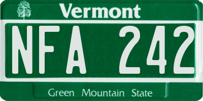 VT license plate NFA242
