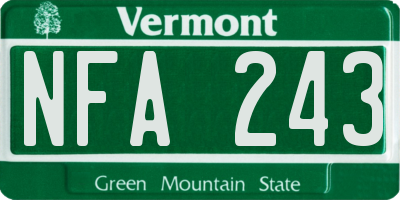 VT license plate NFA243