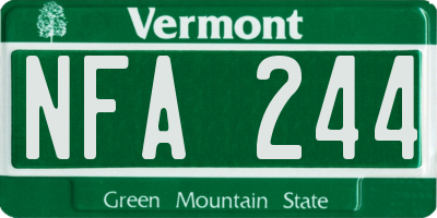 VT license plate NFA244