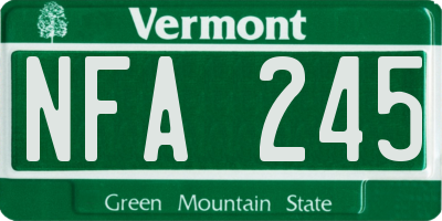 VT license plate NFA245