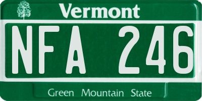 VT license plate NFA246