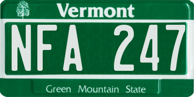 VT license plate NFA247