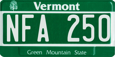 VT license plate NFA250