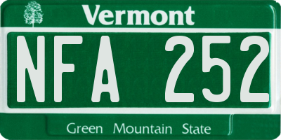 VT license plate NFA252